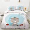 Cartoon Faultier Königin König Bettbezug Roter Süßer Tierprint Bettbezug Bettwäsche-Set Für Kinder Jungen Mädchen Blumen Blätter Bettbezug