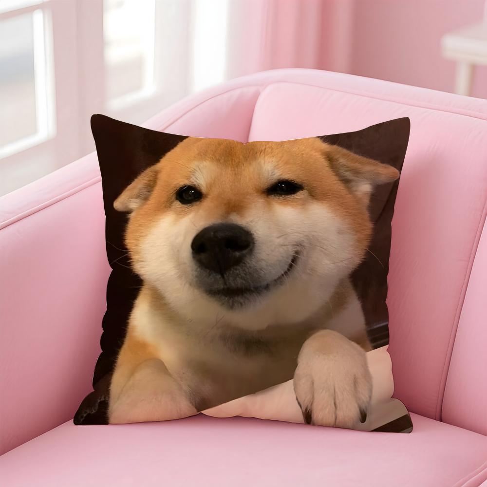 Adorable Japanese Animal Dog Art Cute Shiba Inu Cushion Cover Pillow Case Soft Skin Friendly Fabric  Concealed Zipper