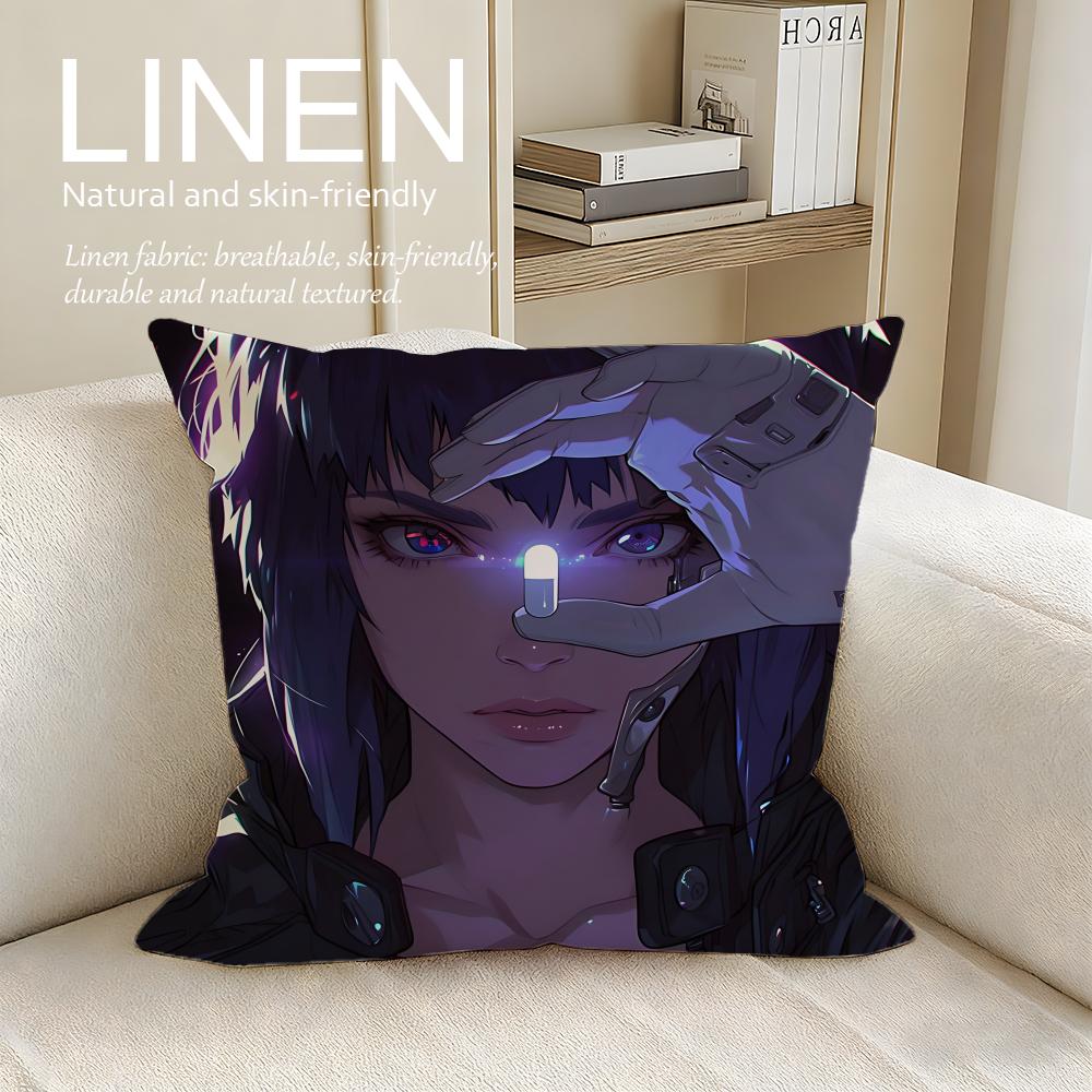 Character Motoko Kusanagi Cushion Cover Pillowcase Set Pcs x x Breathable Washable Sofa Cushion Cover