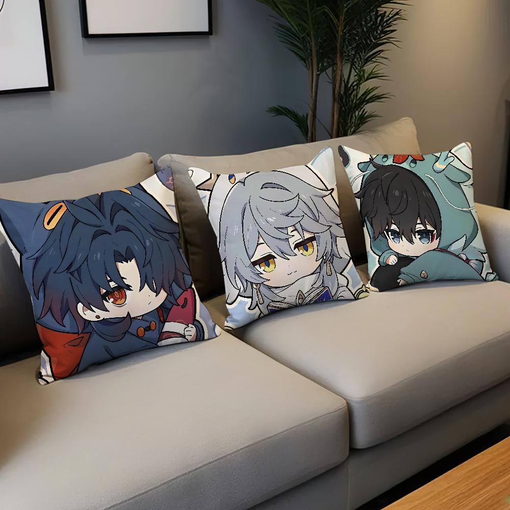 Honkai Star Rail Game Chibi Cute Art Kawaii Funny Comfortable Soft Pillow Case For Sofa Living Room Home Decor Protective Covers