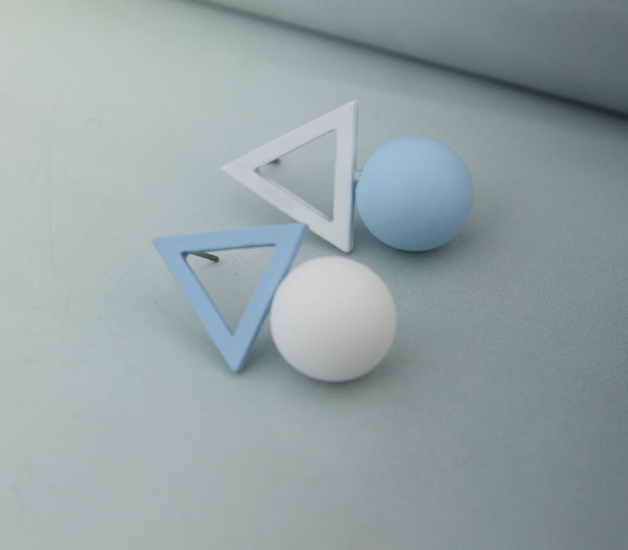 Asymmetry 1 Pair Triangle Different Candy Women's Earrings Korean Earrings Jewelry Crystal Earrings Brincos