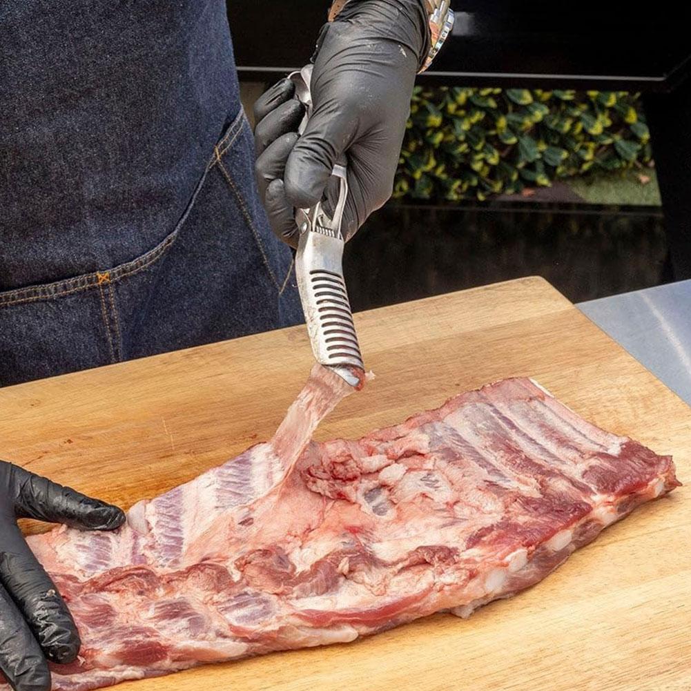 Mulinla Ribmem Pro, BBQ Rippchenentferner, Rib Prep Pro, Werkzeug zum Entfernen von Rippchenmembranen aus Edelstahl, Küchengrill-Gadget zur Rippchenvorbereitung, Einfache Membranentfernung
