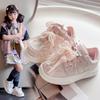 Girls' sneakers 2025 autumn new Korean version soft-soled pearl lace bow board shoes fashion trend