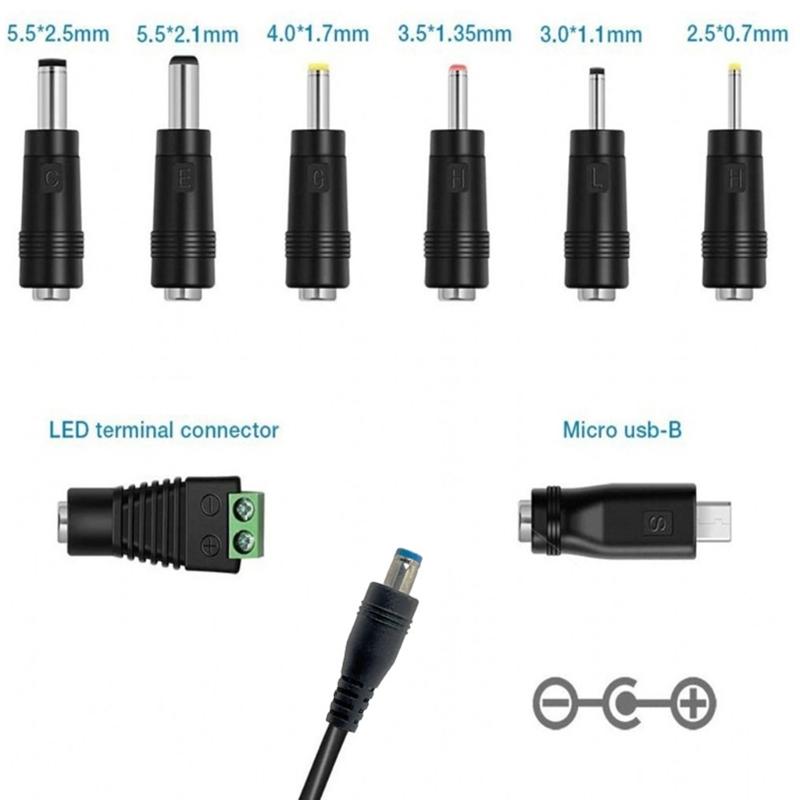 15W Power Supply Adapter DC100-240V to DC5521 Conversion 100-240V Input 3-12V Adjustable with Safety Protections