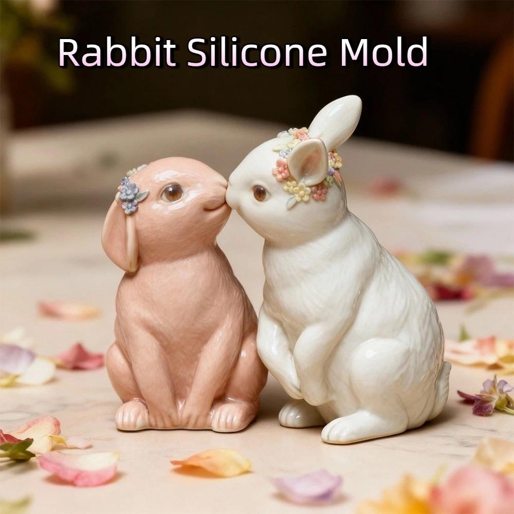 Cute Rabbit Silicone Mold Non-Stick DIY Animal Mold Concrete Craft Rabbit Soap Mold Gift Creating