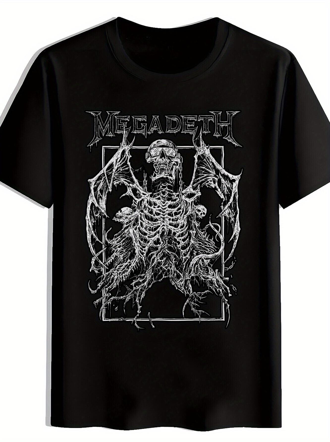 [Megadeth Graphic Tee] Megadeth 100% Polyester Graphic Print Black Short-Sleeve T-shirt | Round Neck XXL