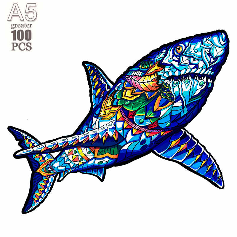 Whale 3d Jigsaw Wooden Animal Puzzles Toys Underwater World Fish Unique Puzzle Gift Interactive Games Educational Toy