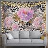 Aesthetic Leopard Print Peony Tapestry, Pink Floral Animal Print Pattern Wall Hanging, Y2K Boho Tapestry For Bedroom Living Room