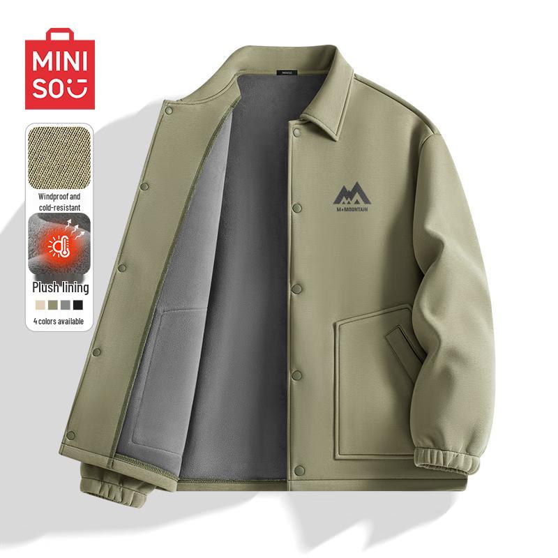 

MINISO Men s Winter Fleece-Lined Collared Jacket 2XL