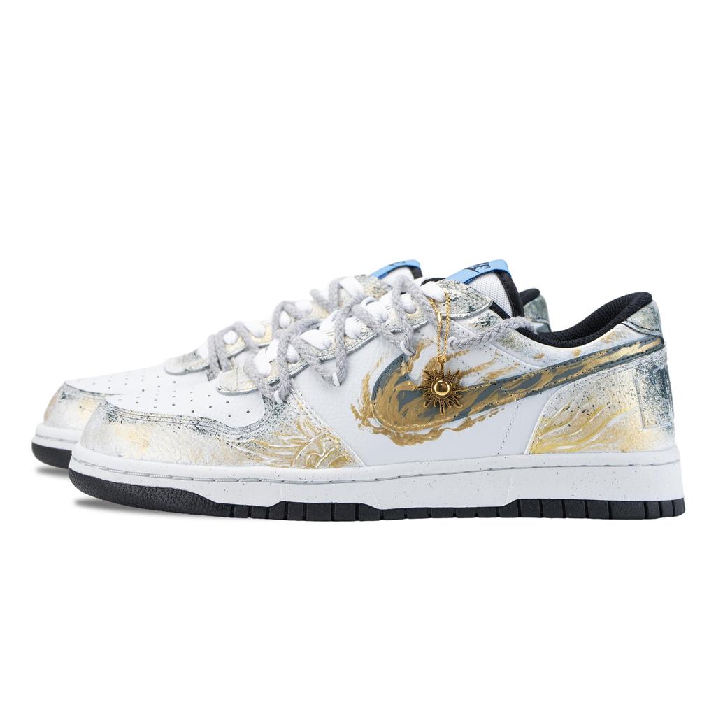 Nike Big Daylight Gilded Slip Resistant Abrasion Resistant Low Top Skateboard Shoes Unisex White Gold 355152-107(Team836-)