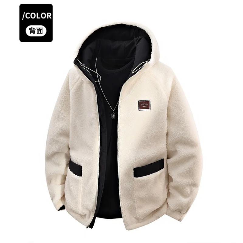 Winter Fashion Trend with Thick Fleece and Warm Hooded Jacket for Men's Casual Loose Sports Plus Large Size Jacket