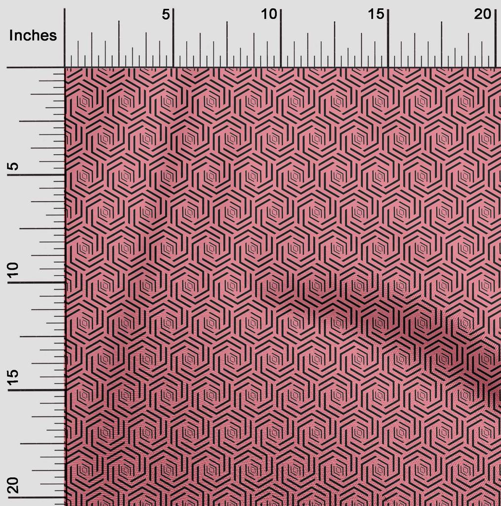 oneOone Cotton Flex Light Pink Fabric Geometric Lines Heptagon Sewing Craft Projects Fabric Prints By Yard 40 Inch