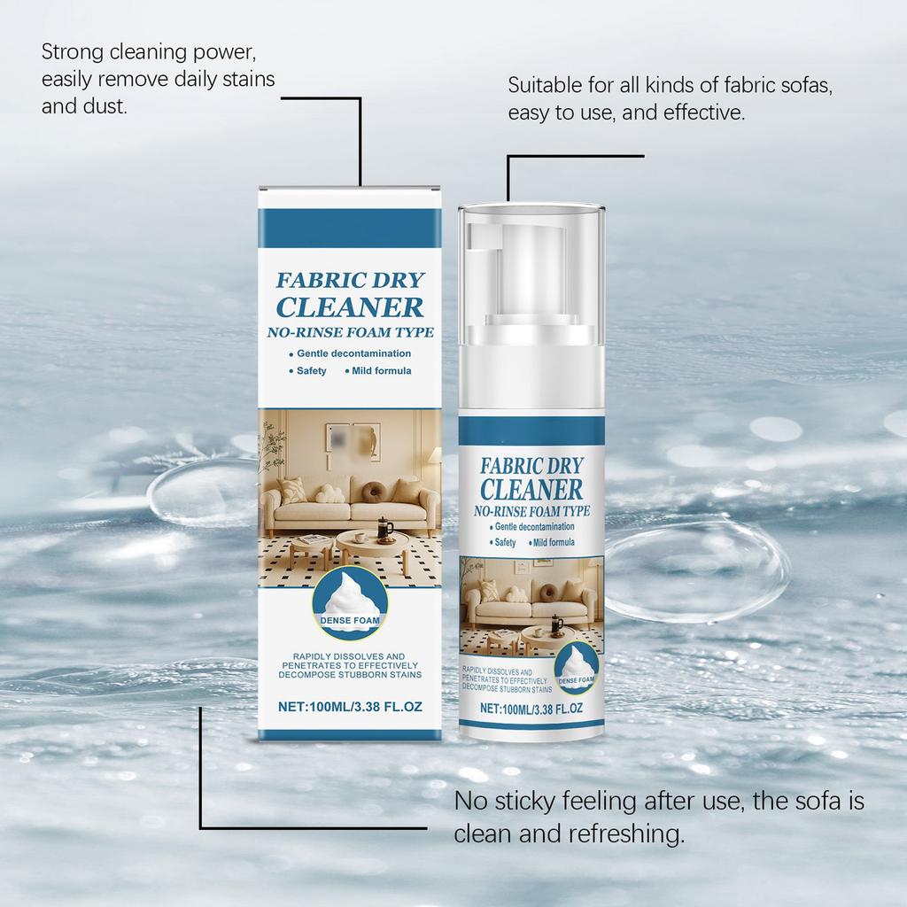 3PCS 100ML Fabric Sofa Cleaner, No Rinse Foam Type, Gentle Non Irritant Stain Remover for Upholstery Couch Pillow,