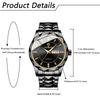 Watch with 3ATM Water Luminous Analog Stainless Stylish Quartz Fashion Accessory Perfect Gift for or Lover Men's Calendar, Resistance, Black Display,