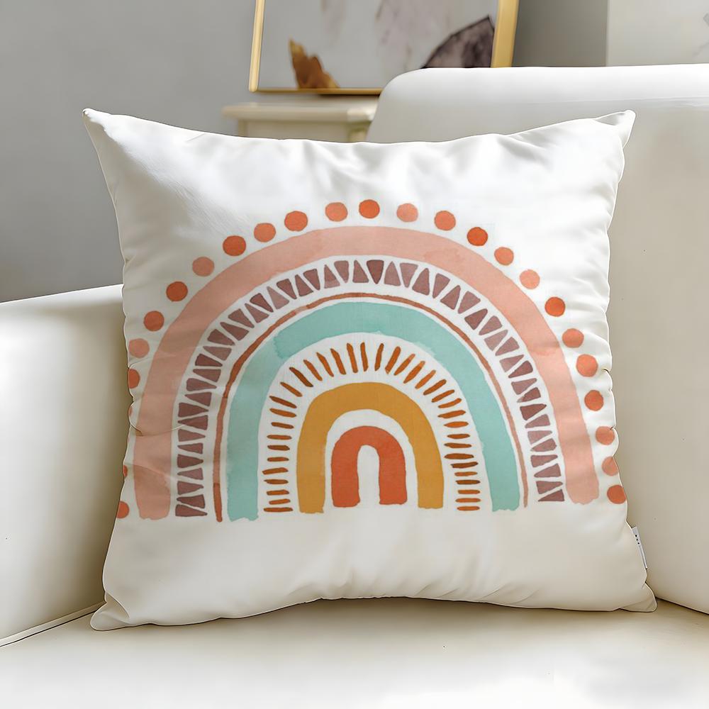 Classic Theme Rainbow Cushion Cover Soft & Easy-Wash Pillow Case – Versatile For Couch, Bed, Travel And Office