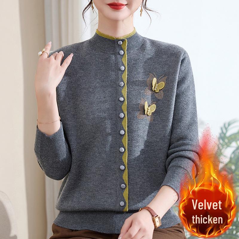 

Women s Knit Velvet Half-High Neck Base Layer Sweater for Autumn/Winter 3XL (120-130 lbs)