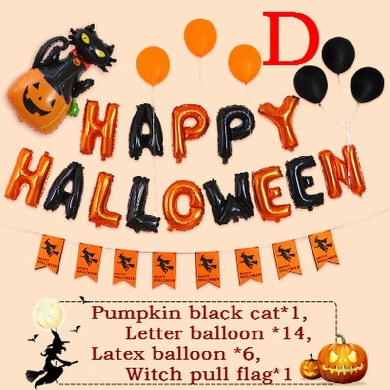 1 Set Happy Halloween Foil Balloons Ghost Bats Spiders Pumpkin Balloons Adult And Children's Balloons Holiday Party Decorations