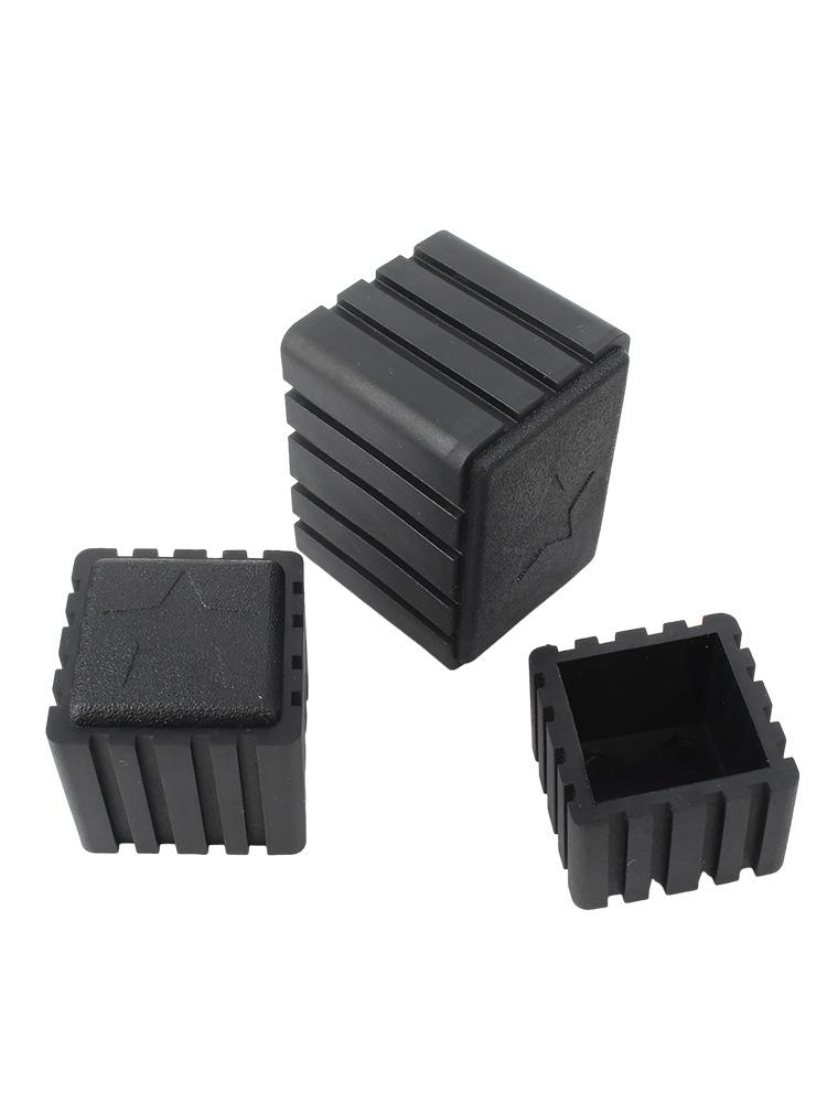 Square Rubber Black Chair Leg Caps Non-slips Table Foot Dust Cover Socks Floor Protector Pads Pipe Plugs Furniture Leveling Feet