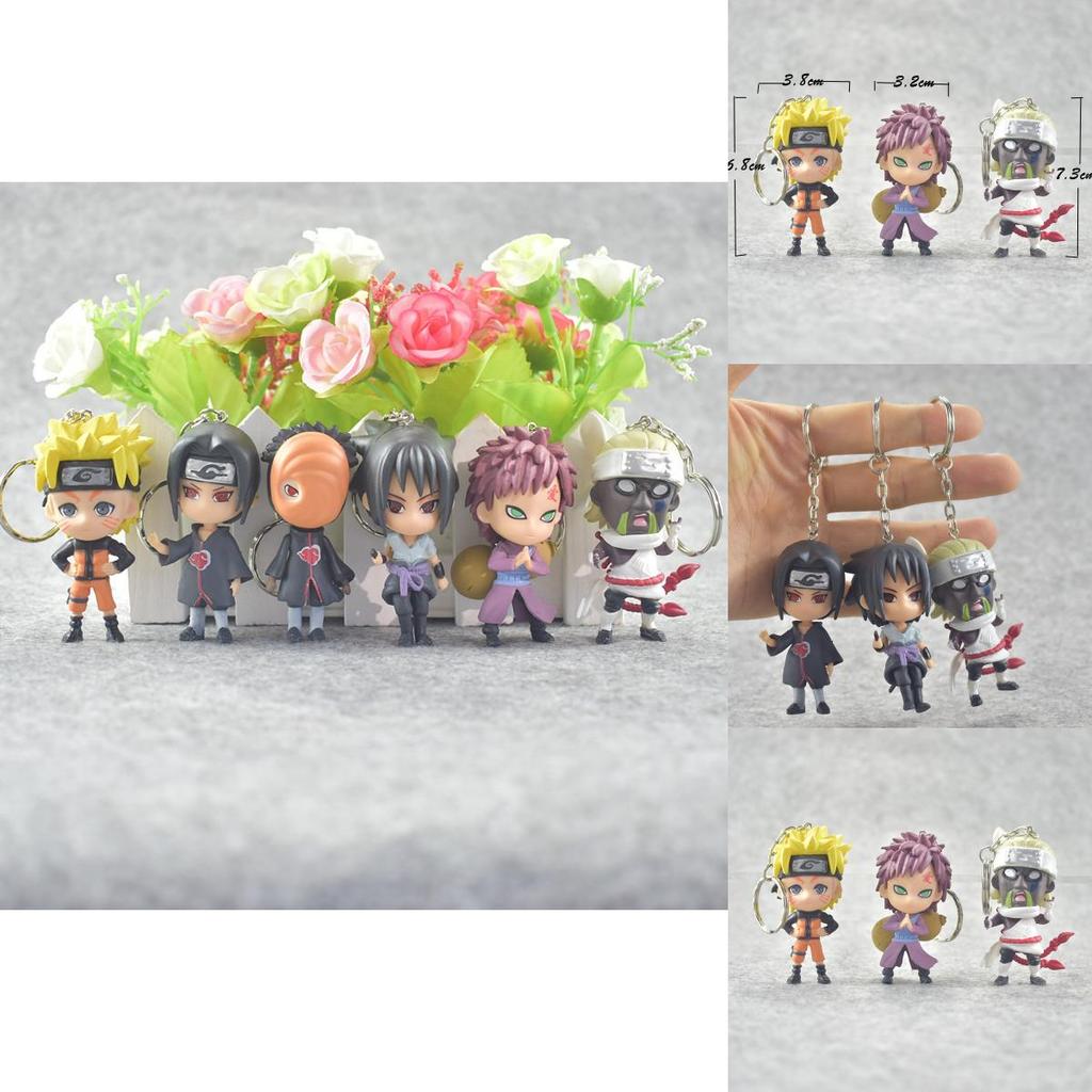 New 6pcs Naruto Pvc Figure Keychain Key Ring Toy Pendant Stylish Anime Cosplay Gift