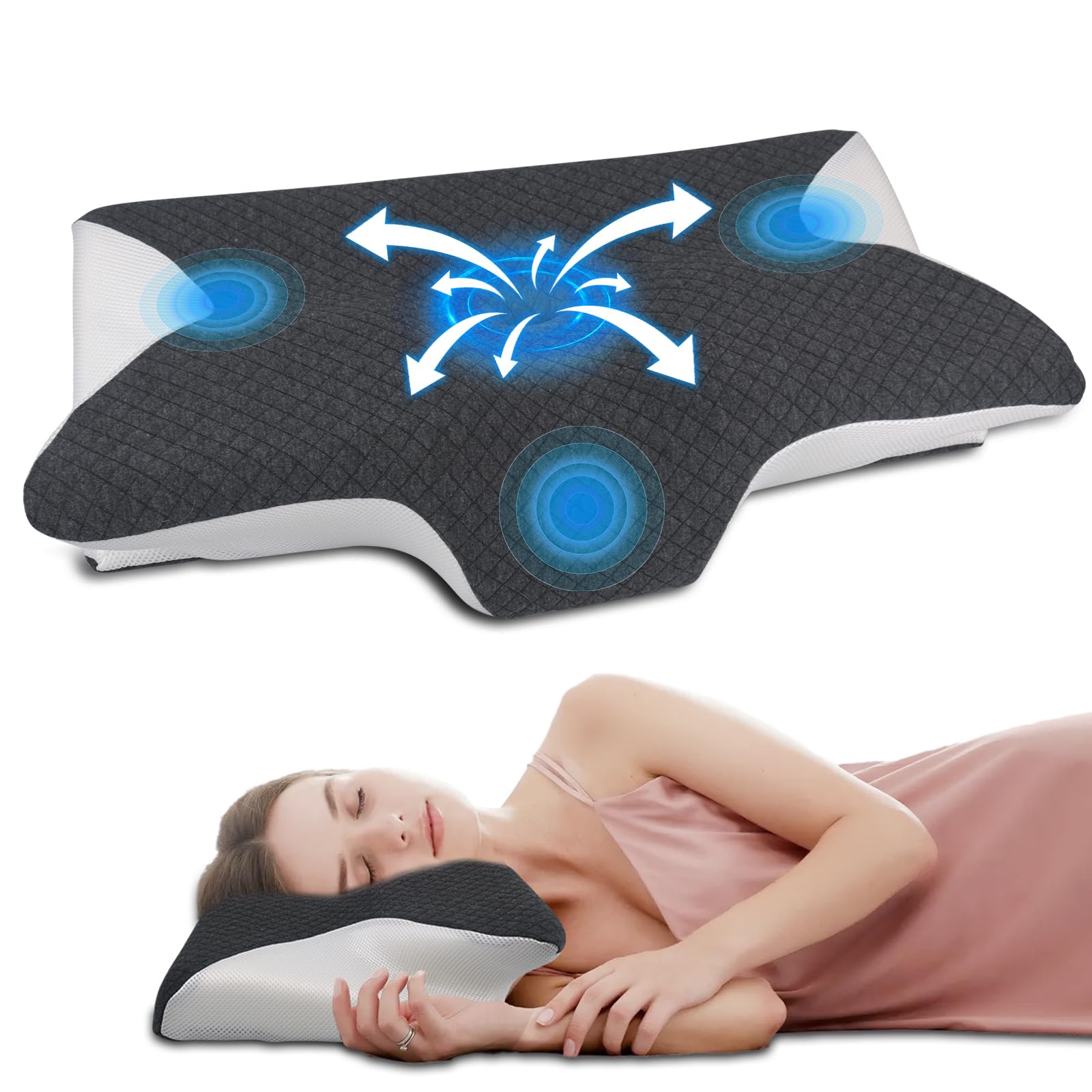 

Подушка из пены памяти NAZUSA для облегчения боли в шее Вогнутая полая регулируемая конструкция для или живота Облегчает шею и плечо Обеспечивает мозг