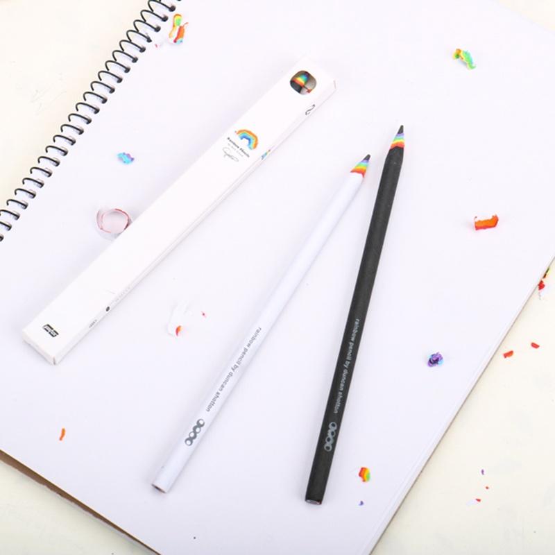 Creative Hot Sale Stationery Rainbow Pencil HB Pencil Black and White Suit Creative Personality Student Pencil Rainbow Pencil