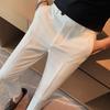 Korean Slim Fit Men's Nine-Point Stripe Dress Pants - Summer Lightweight Casual Skinny Trousers