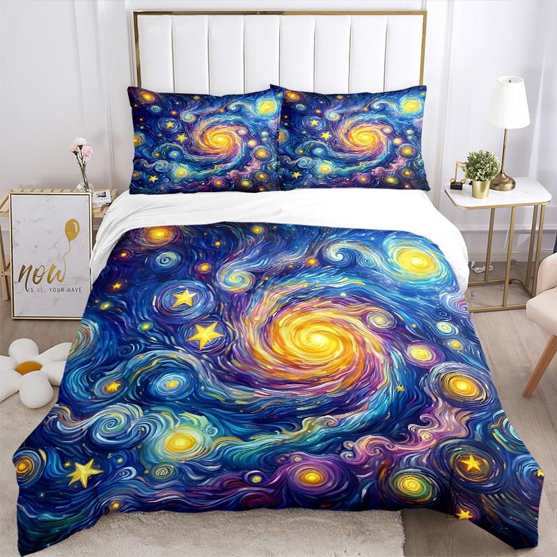 3pcs bedding set Starry Night Cosmic Swirl Includes 1 Comforter + 2 Pillowcases, Without Pillow Inserts, Soft Comfortable, Lightweight Breathable039