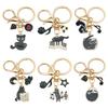 Dripping Oil Cartoon Black Cat Keychain Pendant: Cute Zinc Alloy Backpack Ornament In 6 Styles