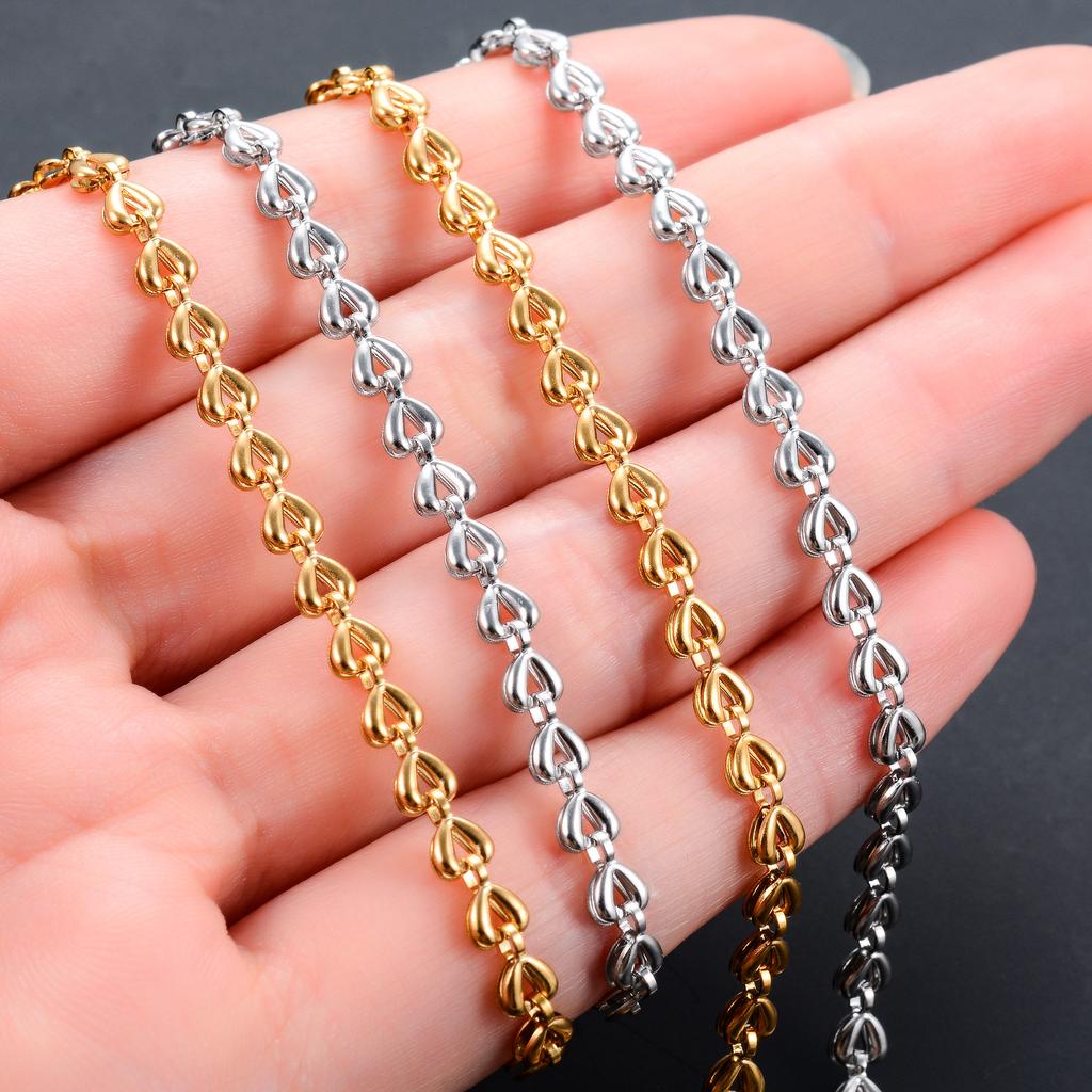 4mm Zierliche Edelstahl Halskette Herz Liebe Gliederkette für Damen Mädchen Goldfarben Beschichtet Halsketten Choker Metallschmuck Geschenk