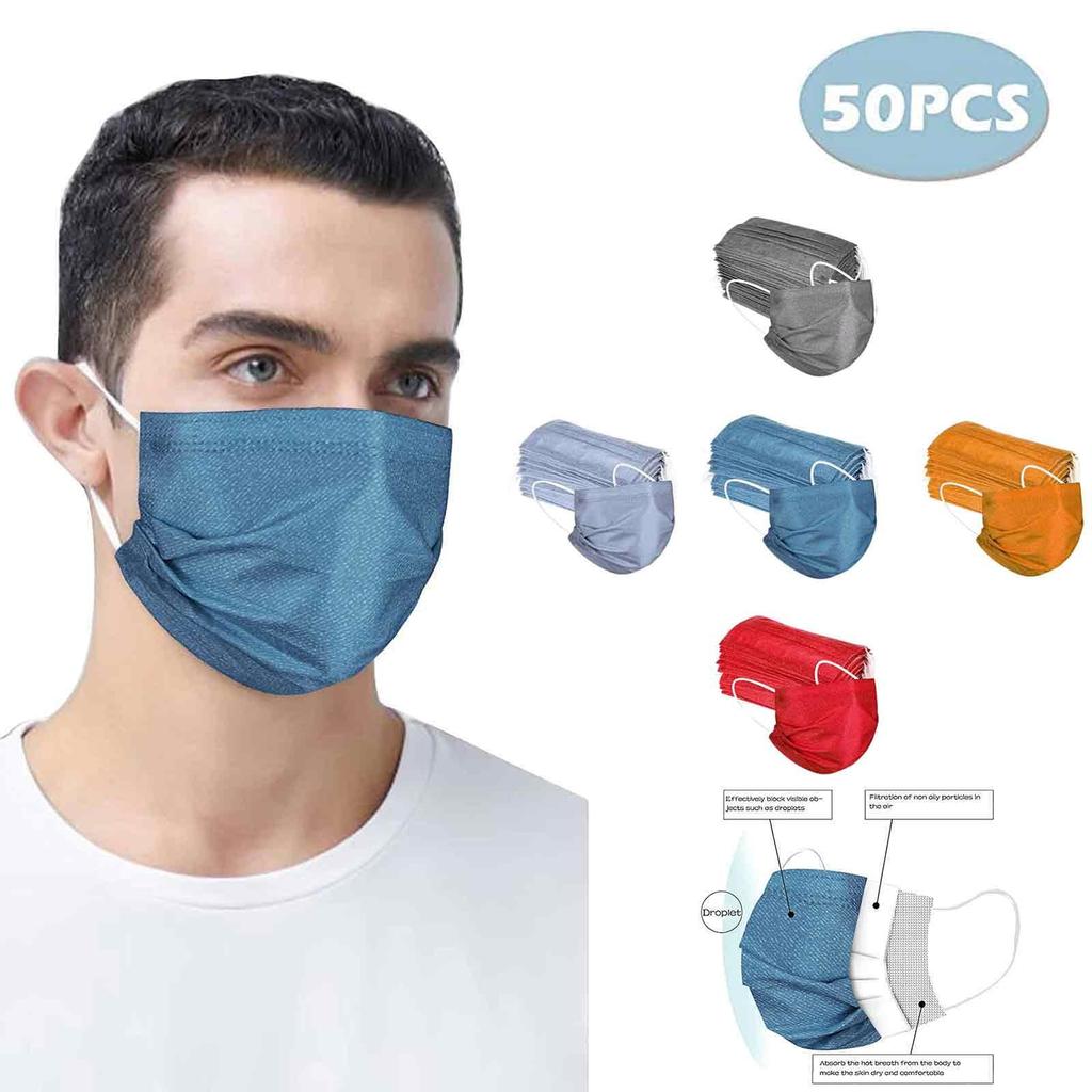 50PCS Disposable Mask 3-Layer Non-Woven Protective Breathable Mask