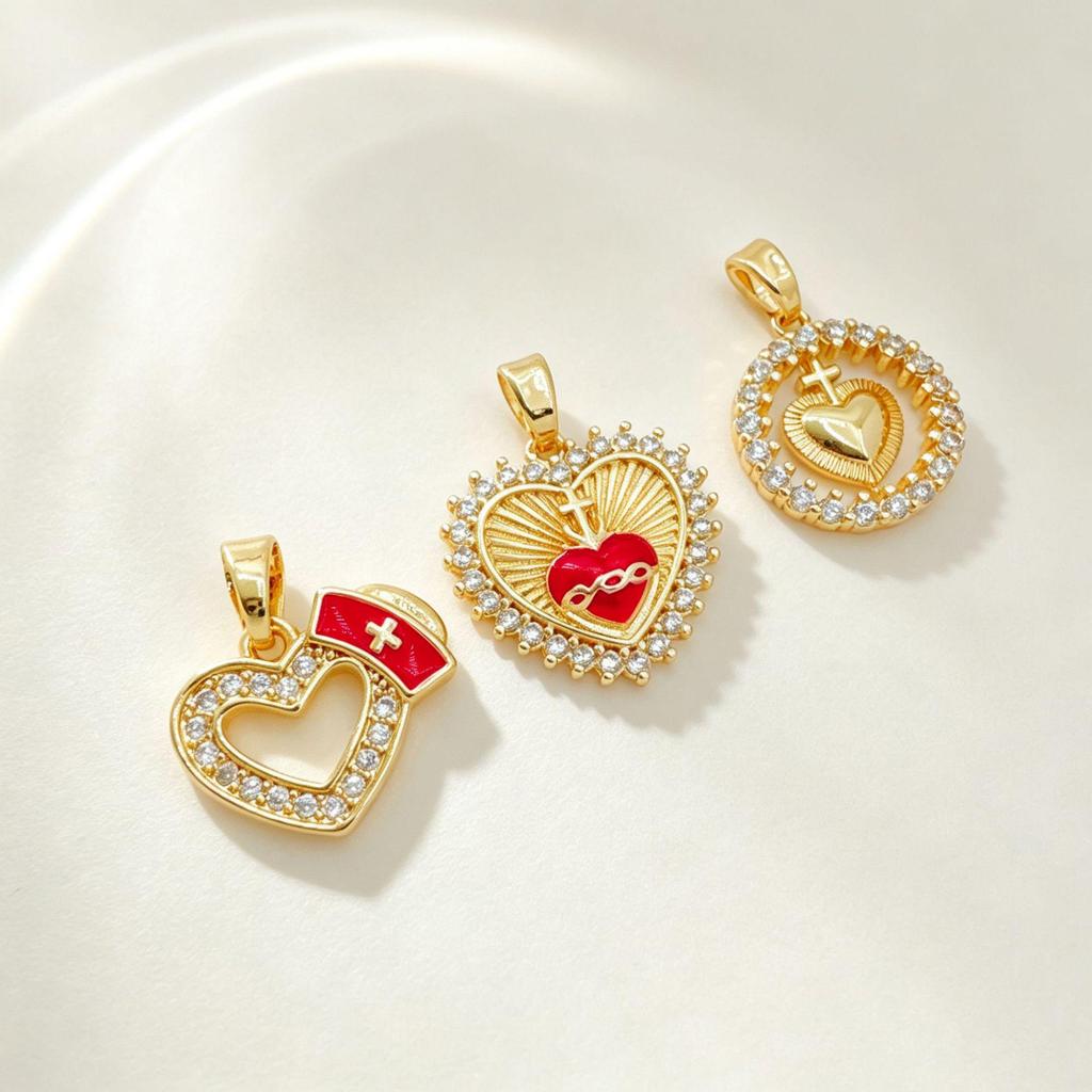 Gold-Plated Heart Cross Necklace - Fashion Sweater Chain for Women