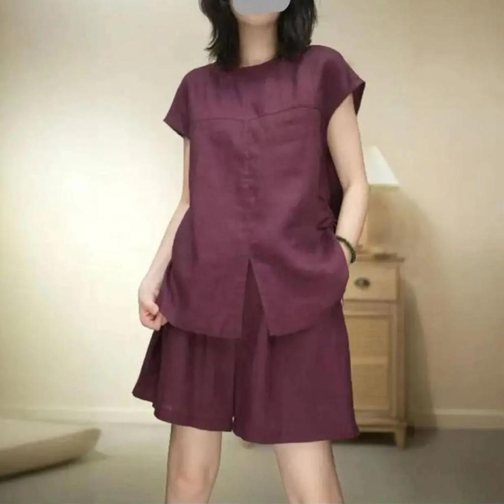 Casual Summer Womens Set With Polyester Fabric For Relaxed Wear
