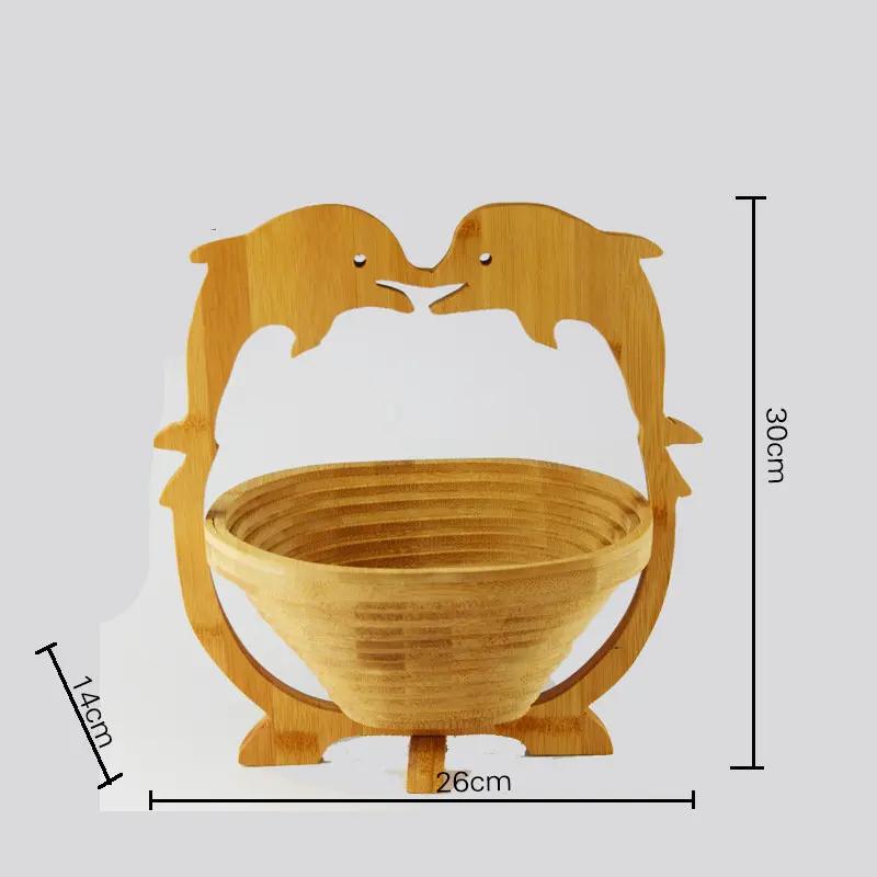 Складная фигурная корзина, складная ваза для фруктов, корзина и разделочная доска, бамбуковая деревянная ваза для фруктов