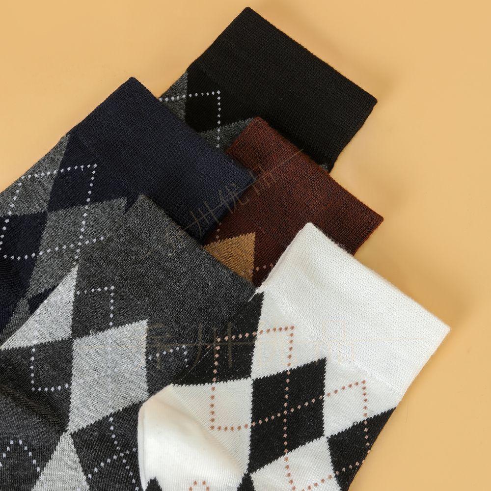 1/3/5/10 Pairs Men Checkered Pattern Socks Korean Style Fashionable Versatile Retro Socks Comfortable Casual Medium Length Socks