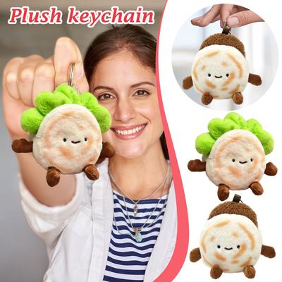 Cute Roujiamo Plush Doll Bag Pendant Fashionable Steamed Bun Schoolbag Backpack Pendant Couple Girlfriend Keychain