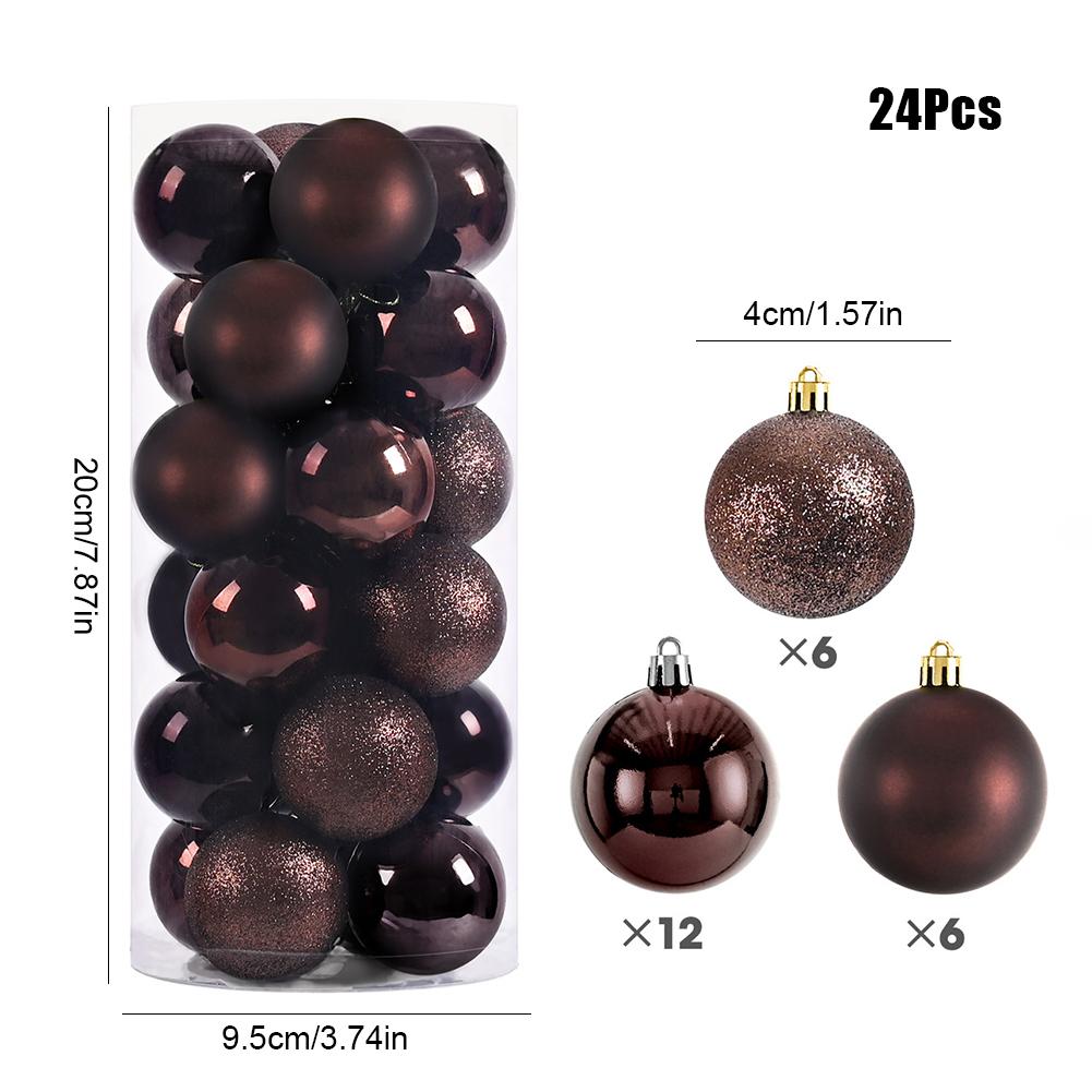 

24pcs Christmas Tree Decoration 4cm Plastic Christmas Balls Sparkling Christmas Ball Xmas Tree Decoration Hanging Ornament 4cm коричневий