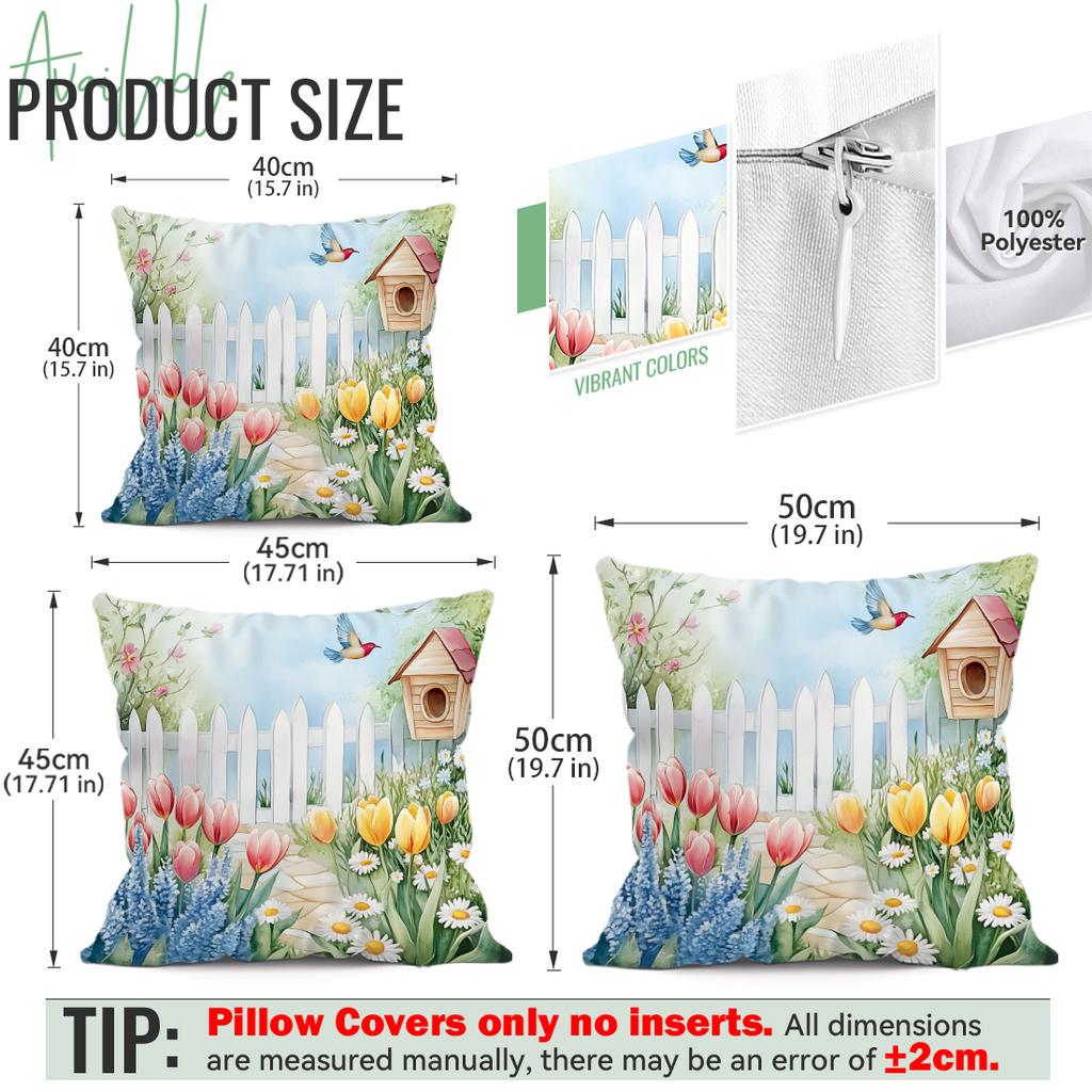 Spring Garden Cushion Pillowcase Printed Polyester 40/45/50cm Throw Pillowcover Decorative Sofa Cushion Pillowslip Home Decor