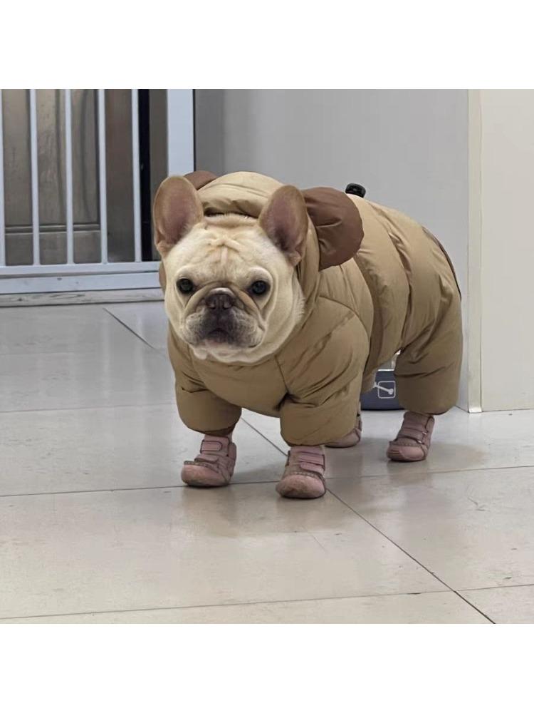 Thicken Winter Dog Jumpsuit,Warm Puppy Pajamas Outfits - Adjustable Waist Design,4 Legs Down Coat Rompers For French Bulldog Pug