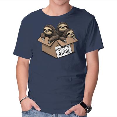 Unisex Crew Neck T-Shirt Adopt A Sloth Graphic Short Sleeve Casual Tee