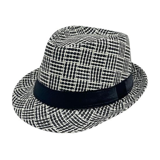 Retro British Style Jazz Hat, Woven Short-Brimmed Straw Hat, Sun Protection Hat for Spring Summer Outdoor Activities