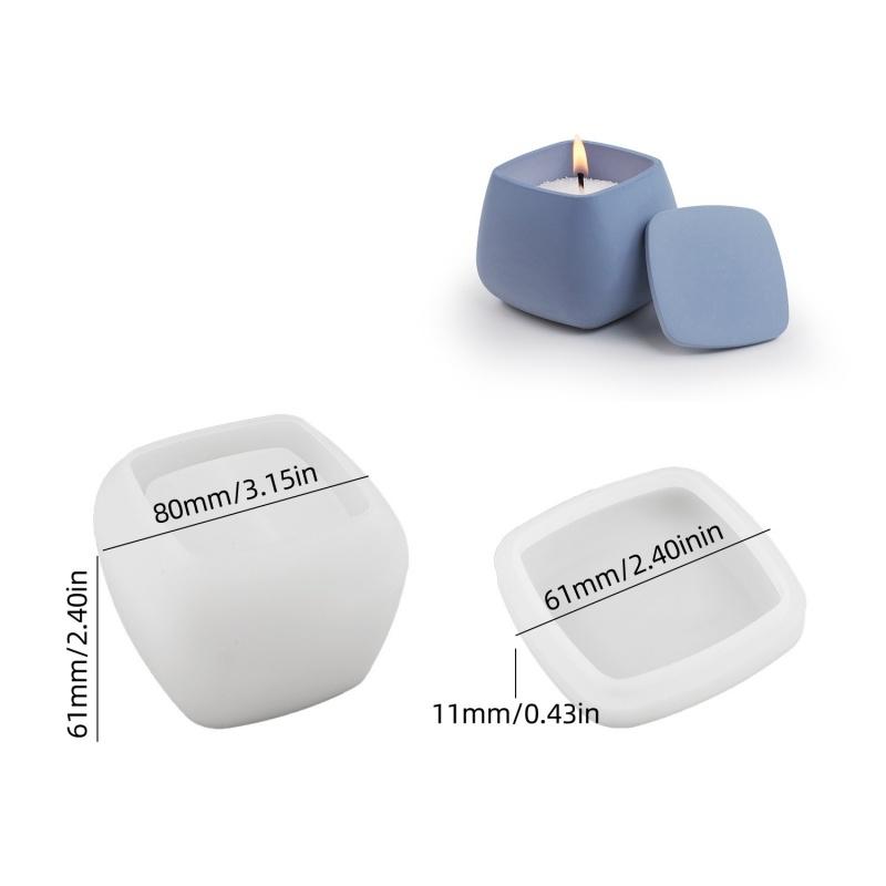 

Candle Cup Square with Lid Square Cement Plaster Silicone Mold DIY Candle Holder Ornament Storage Jar Resin Mold Home Decoration