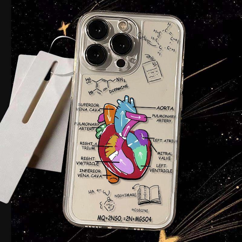 Cardiac anatomy structure Soft Phone Case for iPhone 17 16 15 14 13 12 11 Pro Max 7 8 Plus Air Mini 16E ProMax Case