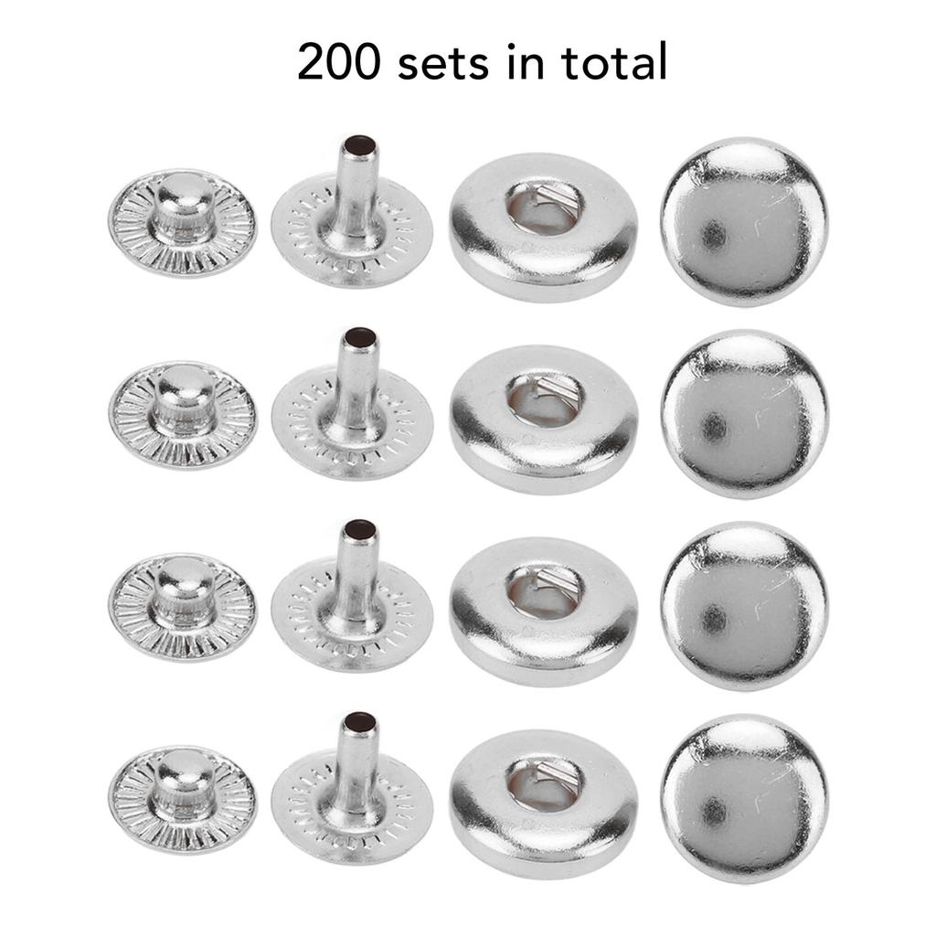 200er Set Druckknöpfe Kit 8mm Starkes Kupfer Exquisiter Glanz Weit verbreitet Leder Druckknöpfe für Kleidung Taschen Leder