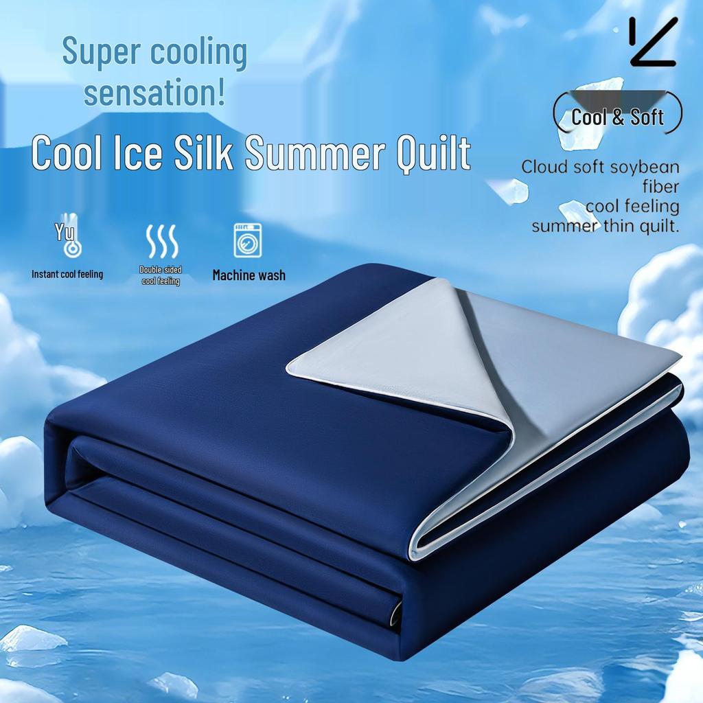 Summer Ice Silk Cooling Quilt - Lightweight, Machine Washable Blanket for Dorms and Bedrooms