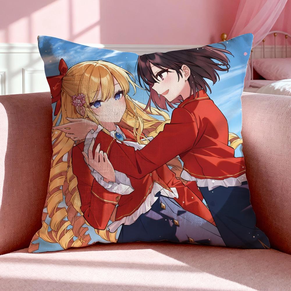 Anime W-Watashi no Oshi wa Akuyaku Reijou Cushion Cover Breathable Linen Summer Odorless Eco-Friendly Invisible Zipper Washable
