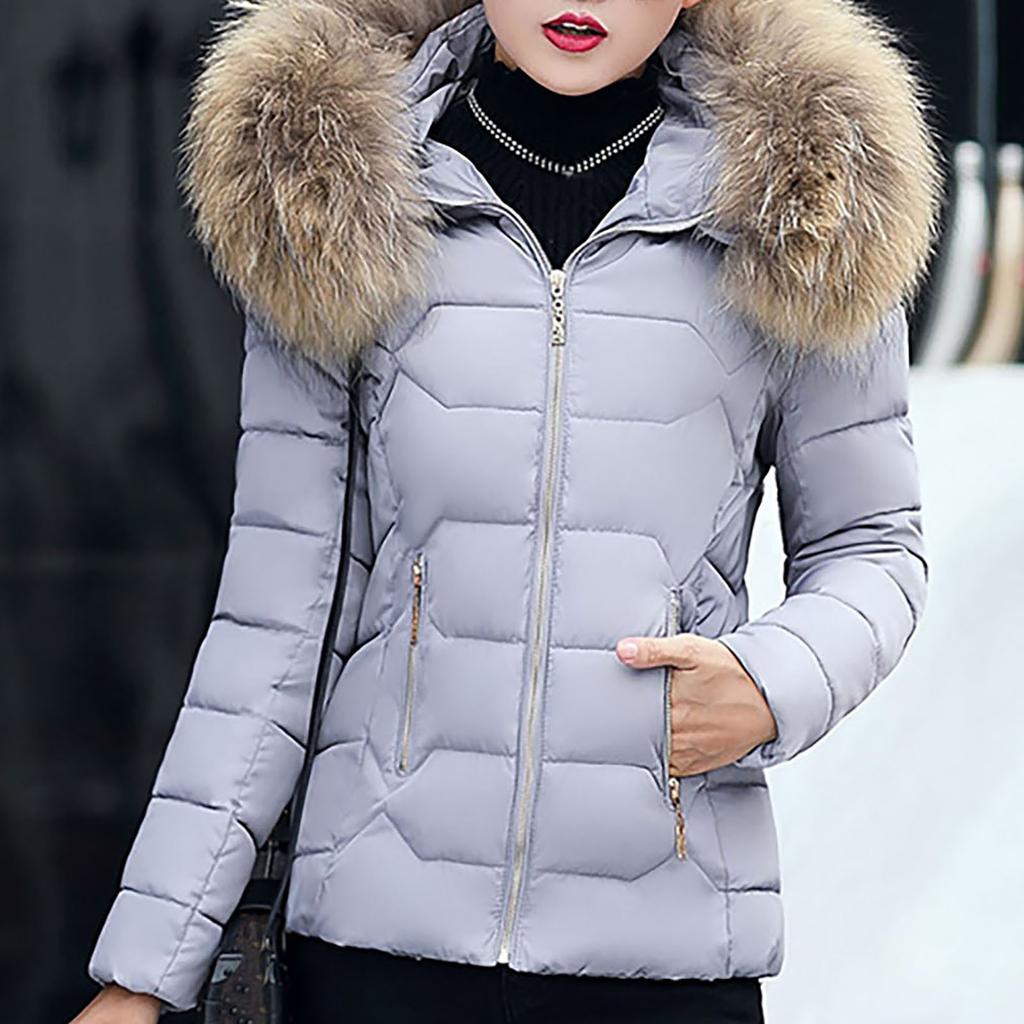 Women Fashion Long Sleeve Solid Color Hooded Long Down Cotton Jacket Coat