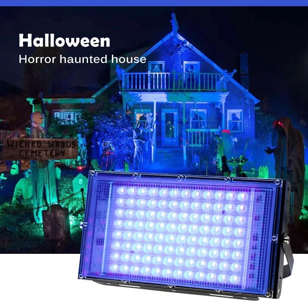 Latest 50/100/200/300W Floodlights 365nm UV Curing Light Fluorescent Party Stage Theater Purple Light LED Atmosphere Floodlight