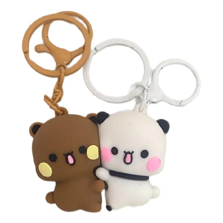 Magnetic Closure Panda Keychain Pendant Decoration Cute Cartoon Design Backpack Charm Gift for Students 1pc/2pcs