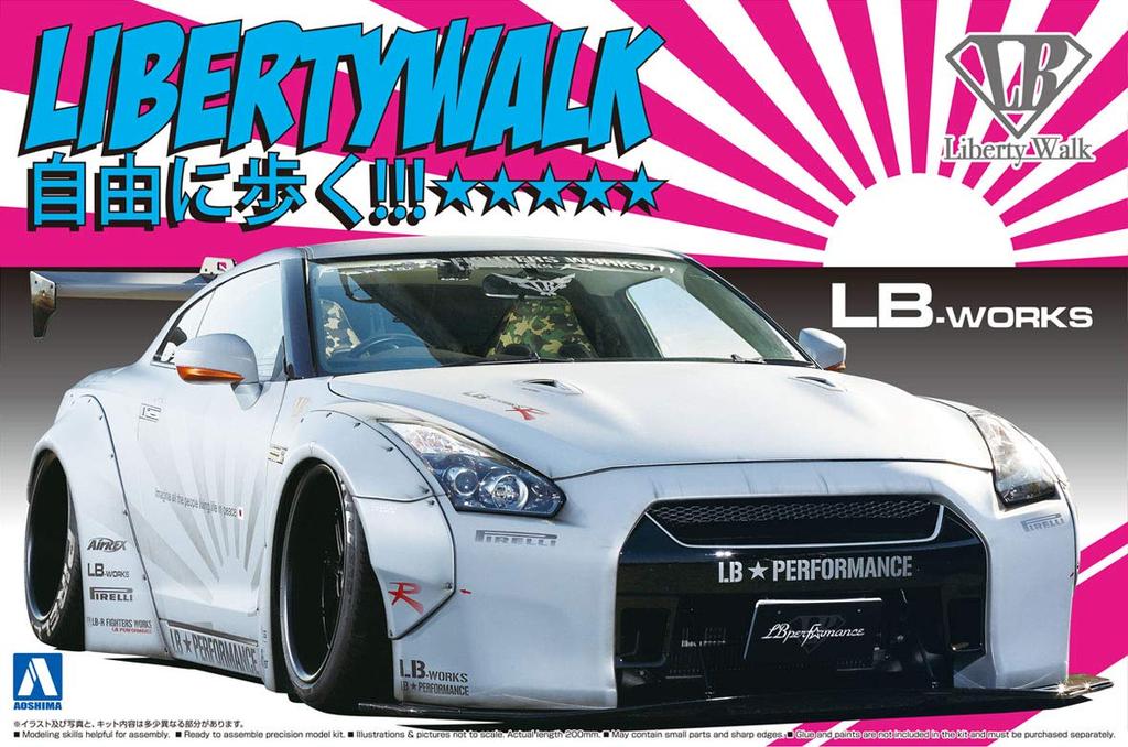 Aoshima Bunka Kyozai Liberty Walk No.10 LB Works R35 GT-R Ver.2 Plastic Model Kit