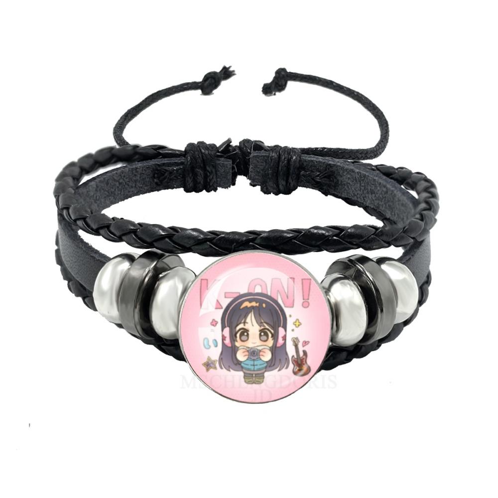 Anime K-ON Leather Bracelets Hirasawa Yui Akiyama Mio Tainaka Ritsu Multilayer Braided Black Bracelet Bangles Jewelry Gift